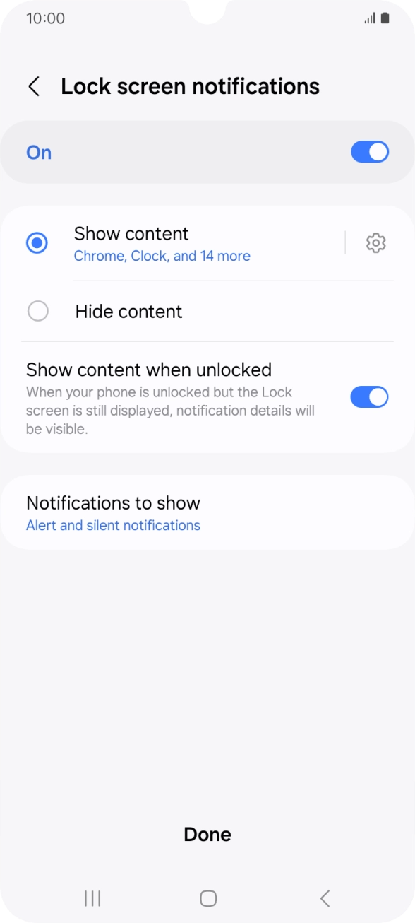 Press the required settings to turn them on or off.