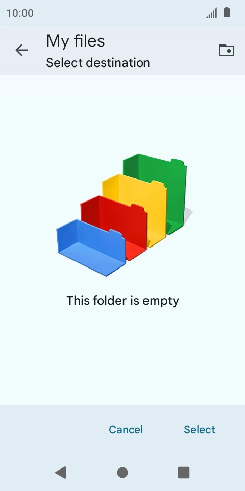 To create a new folder, press the new folder icon and follow the instructions on the screen to create a new folder.