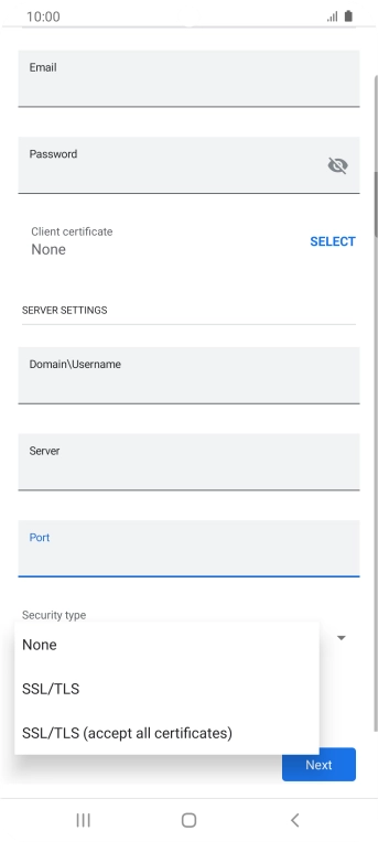 Press SSL/TLS. Press SSL/TLS.