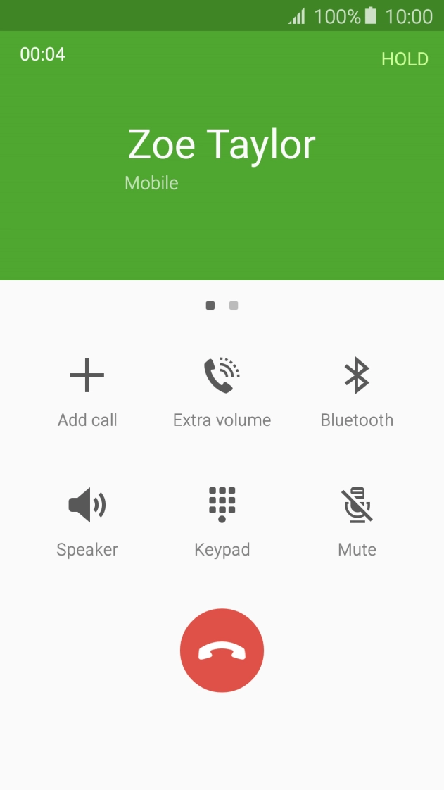 Press the end call icon.