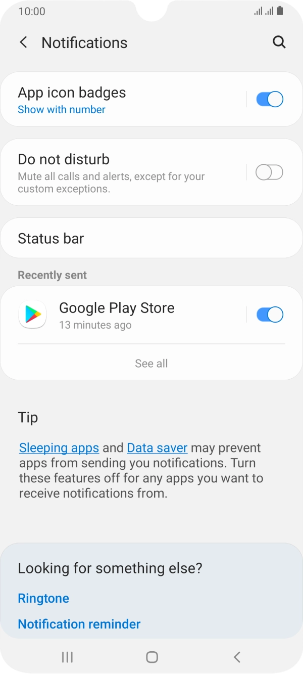 Press the indicator next to the required app to turn the function on or off.