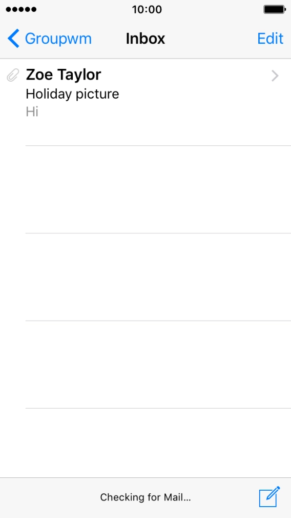 Press the name of the email account. Press the name of the email account.