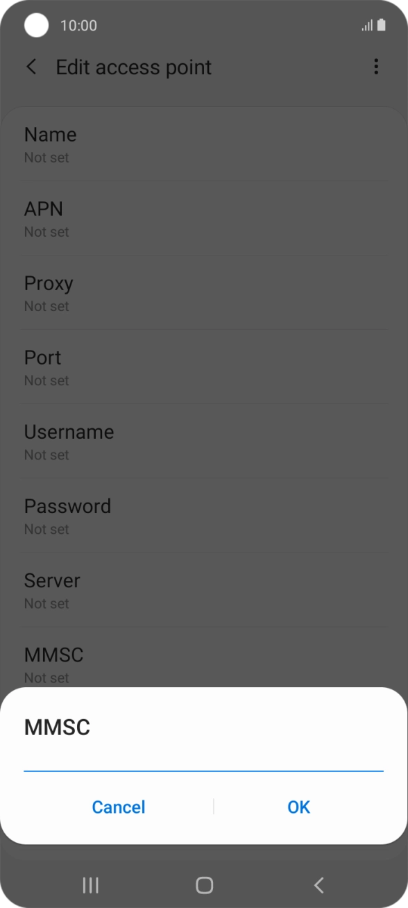 Key in http://mmsc.telstra.com:8002 and press OK.