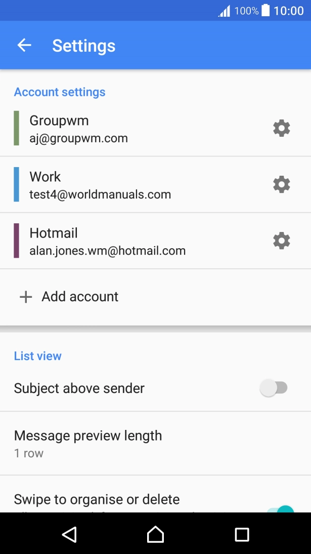 Press the required account.