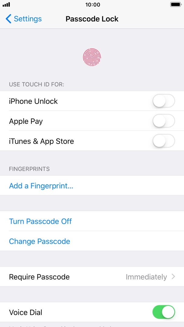 Press Turn Passcode Off and key in the phone lock code.