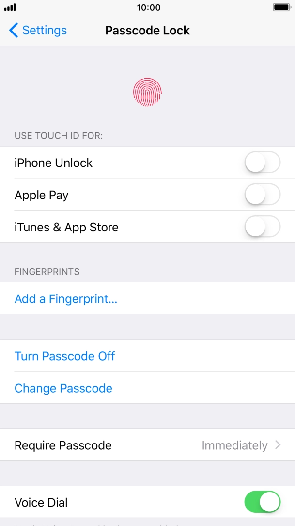 Press Turn Passcode Off and key in the phone lock code.