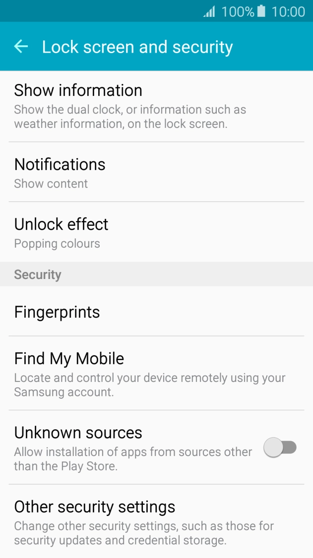 Press Other security settings. Press Other security settings.