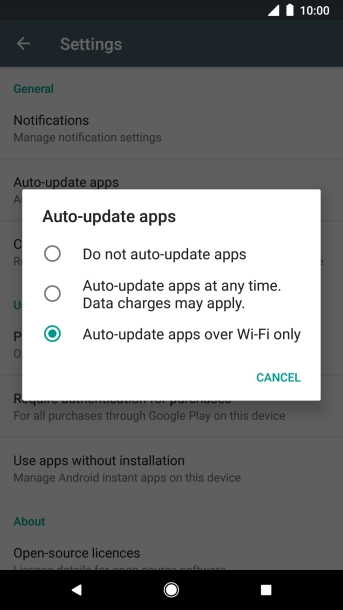To turn off automatic update of apps, press Do not auto-update apps. To turn off automatic update of apps, press Do not auto-update apps.