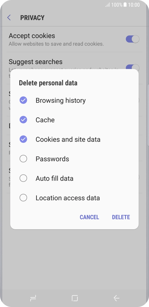 Press the required data types. Press the required data types.