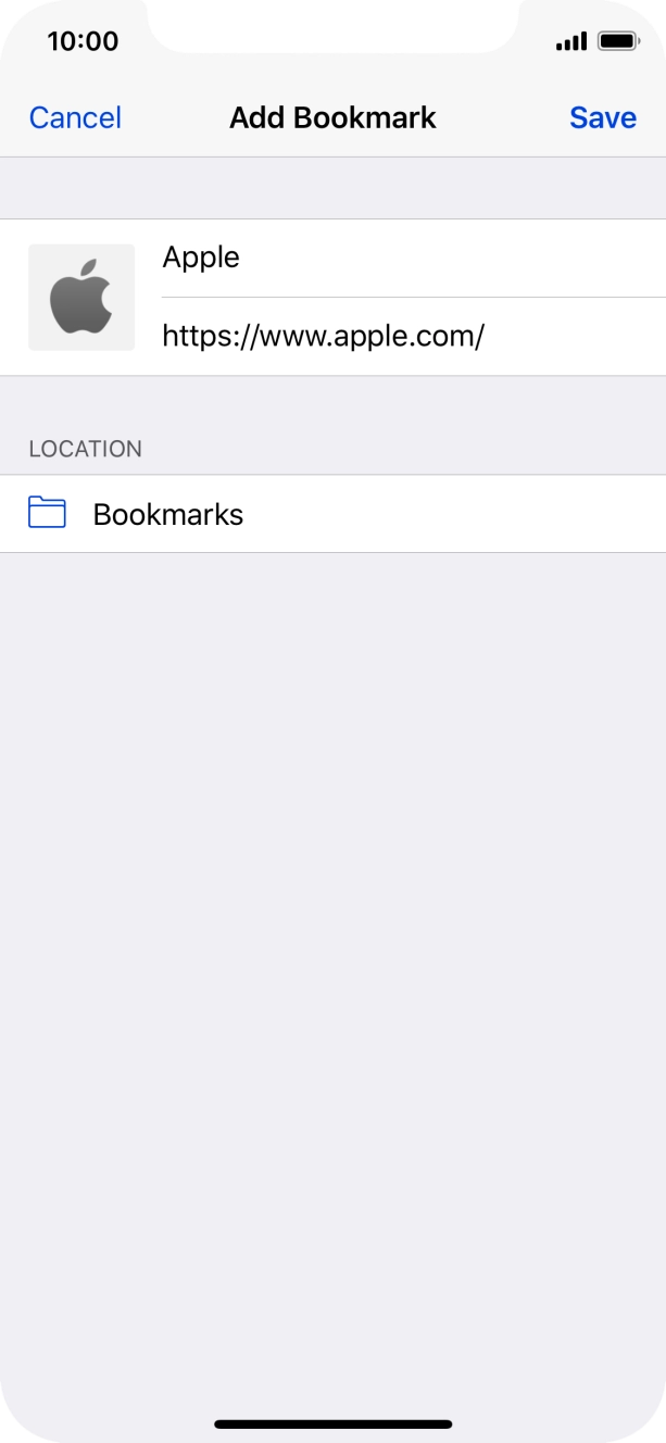 Key in the required name of the bookmark and press Save.