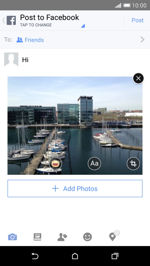 Write the required text and press Post.