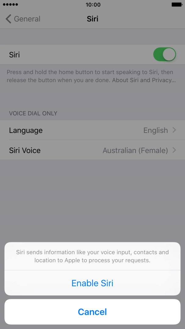 Press Enable Siri.