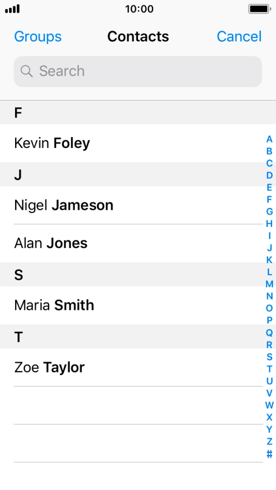 Press the required contact.