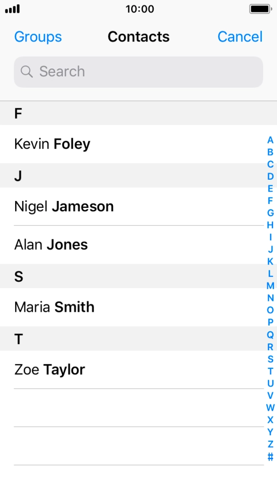 Press the required contact. Press the required contact.