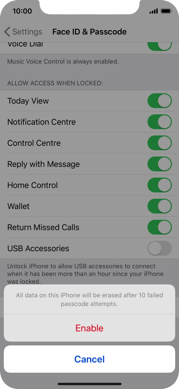 If you turn on the function, press Enable.