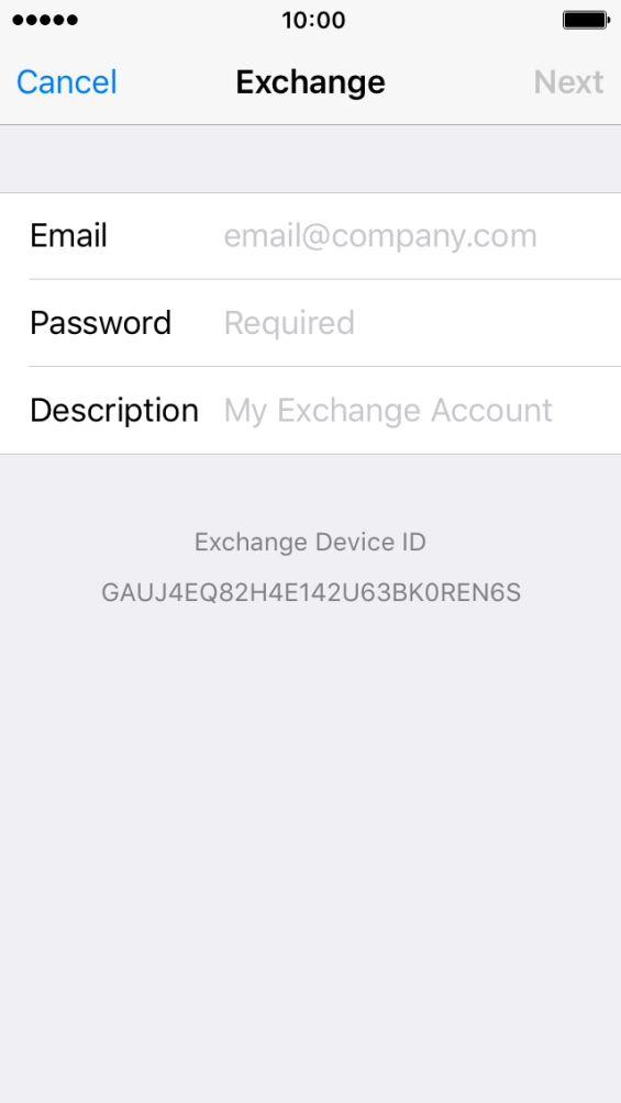 Press Email and key in your email address.