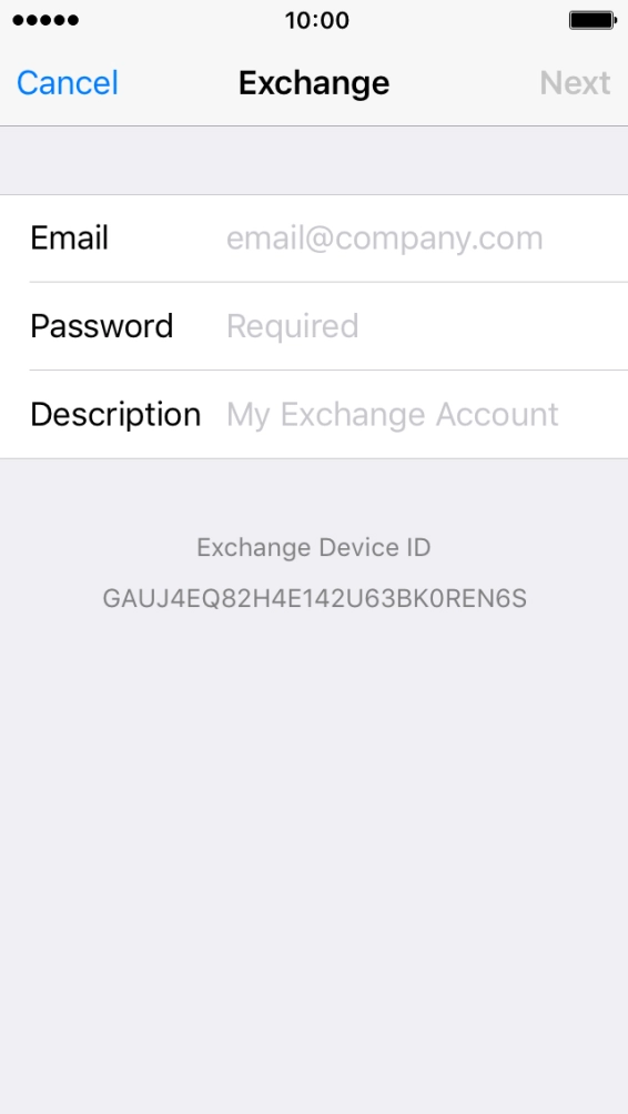 Press Email and key in your email address.