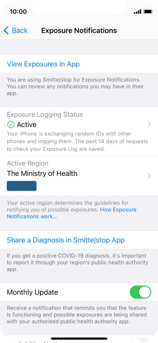 Press Exposure Logging Status.