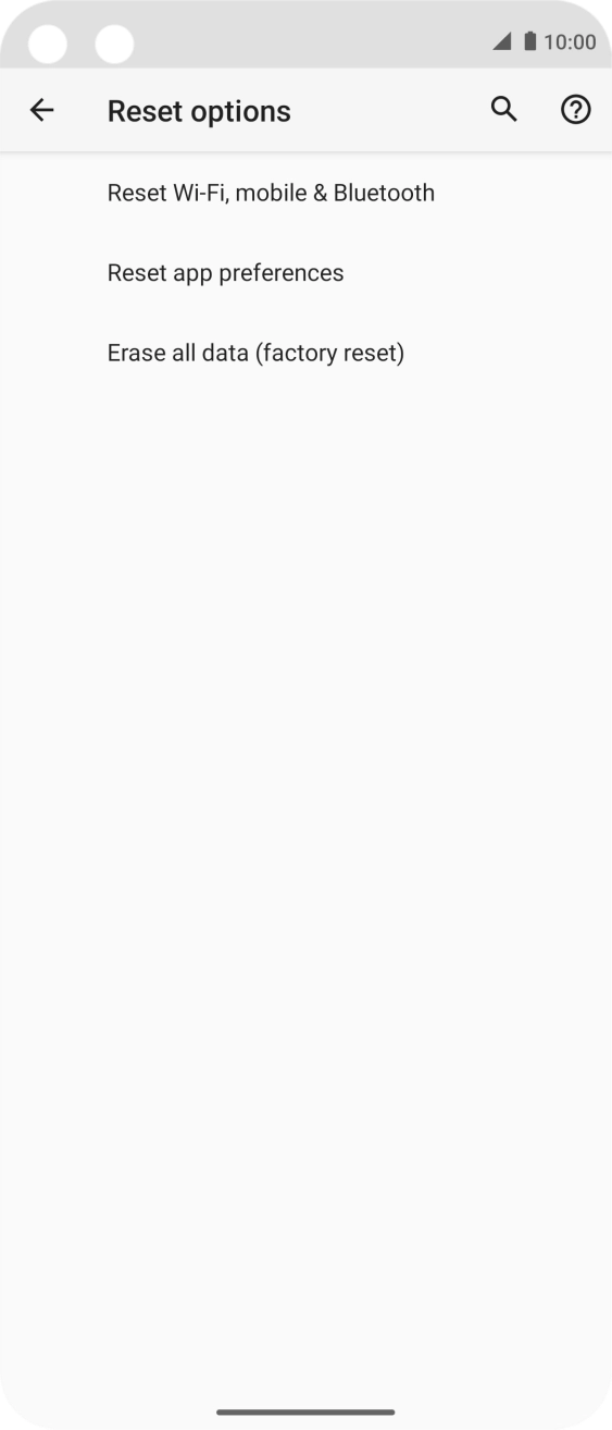 Press Erase all data (factory reset).