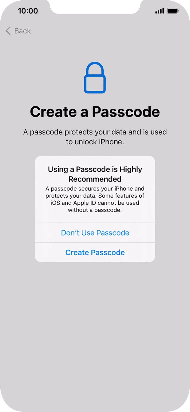 If you turn off the function, press Don't Use Passcode. If you turn off the function, press Don't Use Passcode.