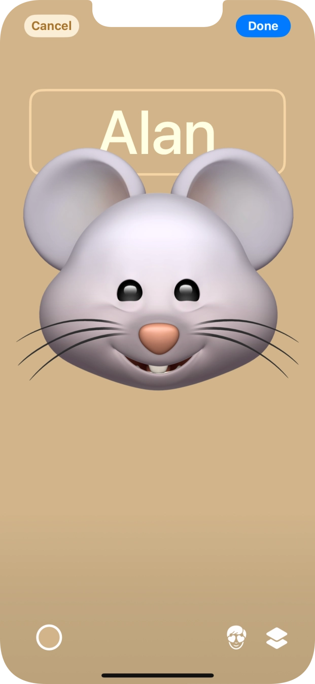 Press the name field and follow the instructions on the screen to select the required font and colour for your name on the Contact Poster. Press the name field and follow the instructions on the screen to select the required font and colour for your name on the Contact Poster.