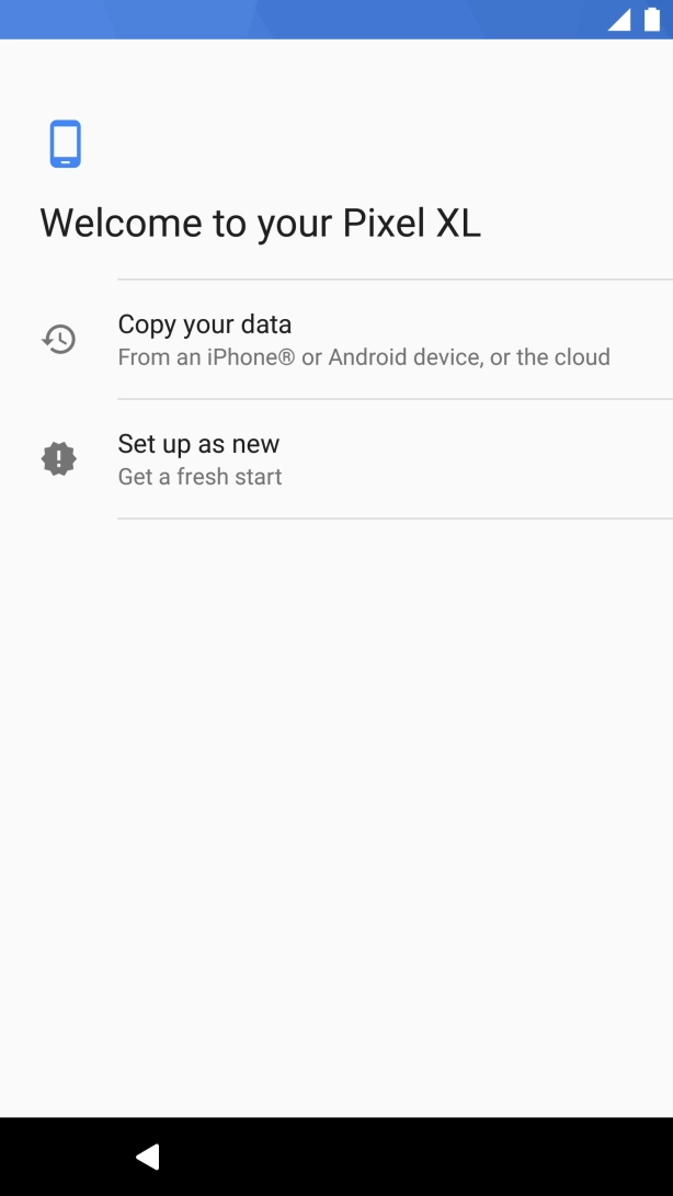 You can transfer the contents of another phone to your phone when it's activated for the first time and after a factory reset. When this screen is displayed, your phone is ready to transfer contents from another phone.