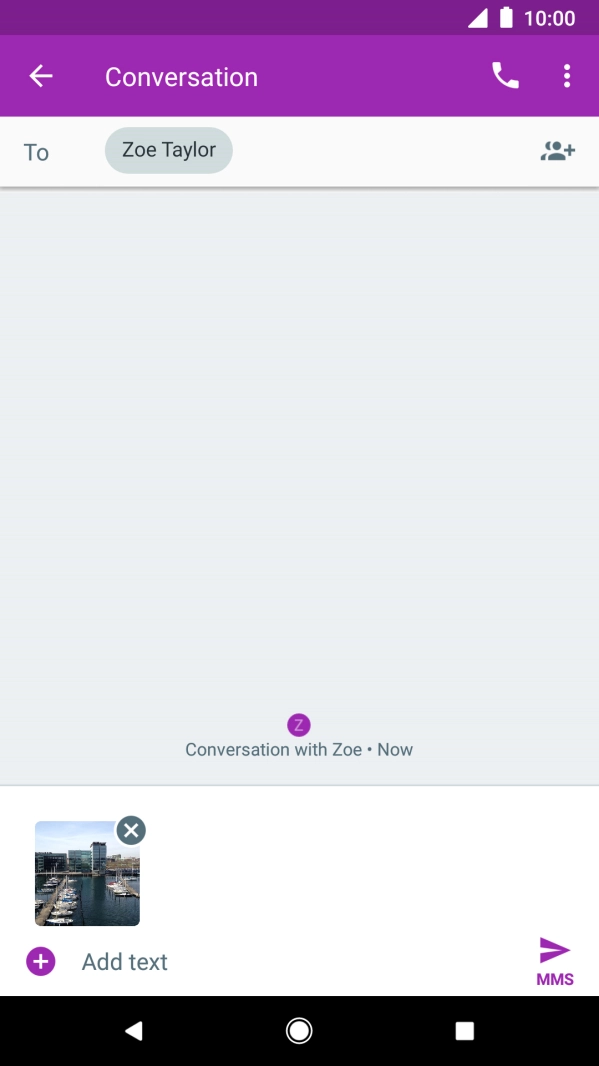 Press the text input field and write the text for your picture message.