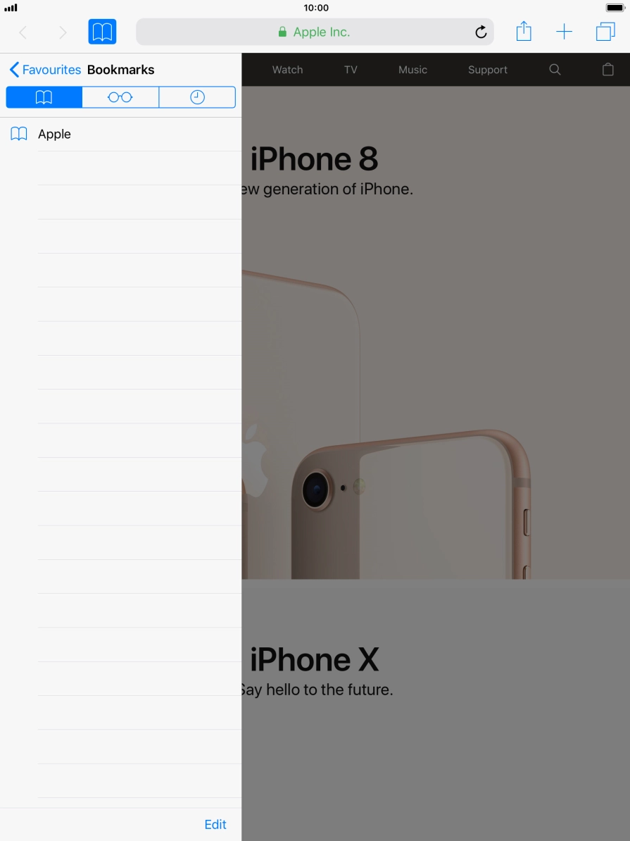 Press the required bookmark.