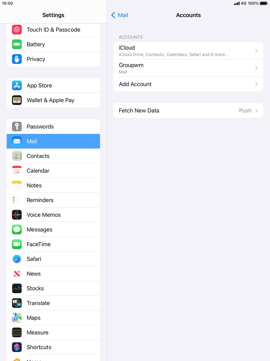 Press the name of the email account you've just set up.