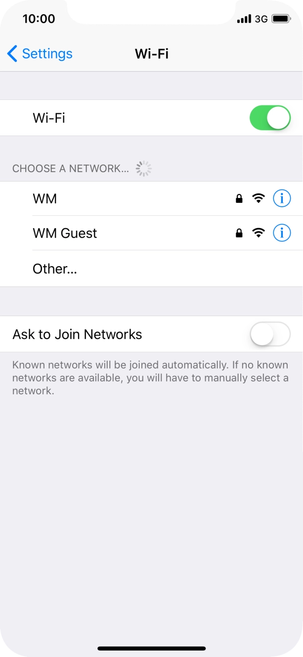 Press the required Wi-Fi network and key in the password for the Wi-Fi network.