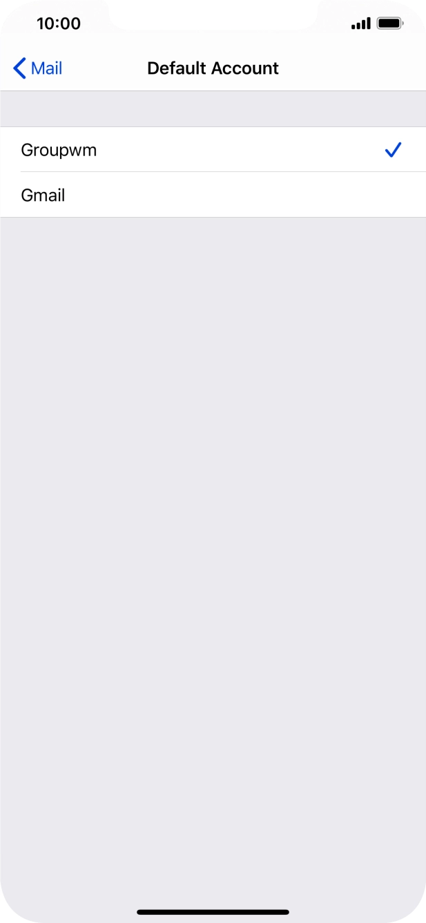 Press the required email account to select the email account as your default account.