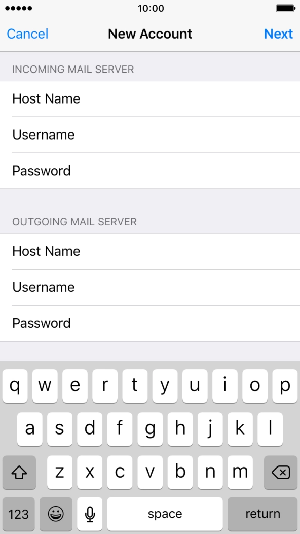 Press Host Name and key in smtp.telstra.com.