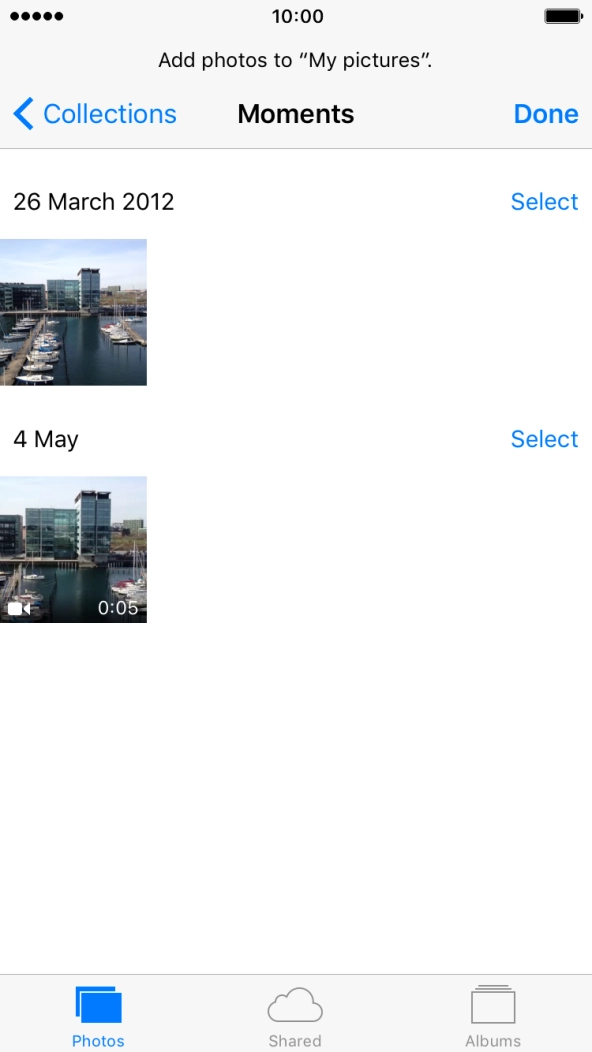 Press the required picture or video clip.