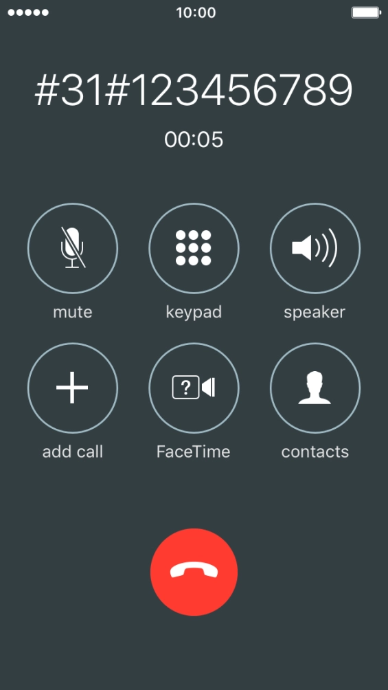 Press the end call icon.