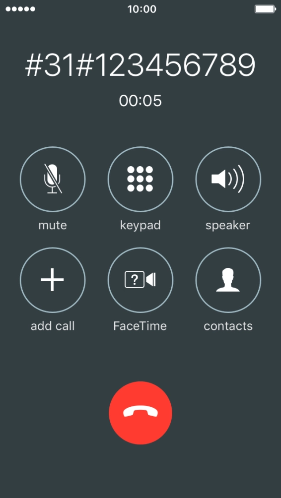 Press the end call icon.