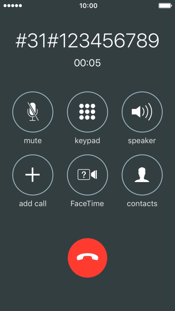 Press the end call icon.