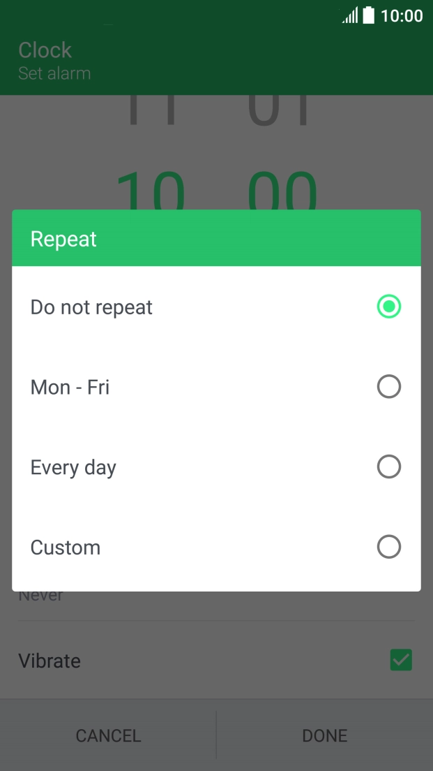 Press the required days to select them.