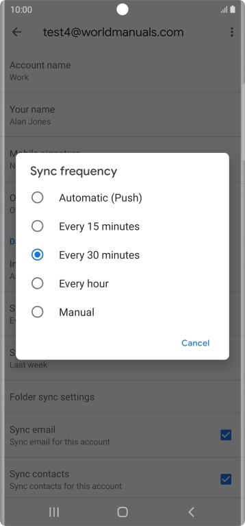 Press the required setting. Press the required setting.