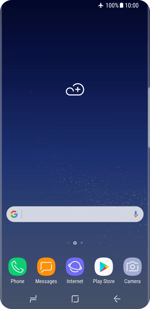 The flight mode icon shows that flight mode is turned on.