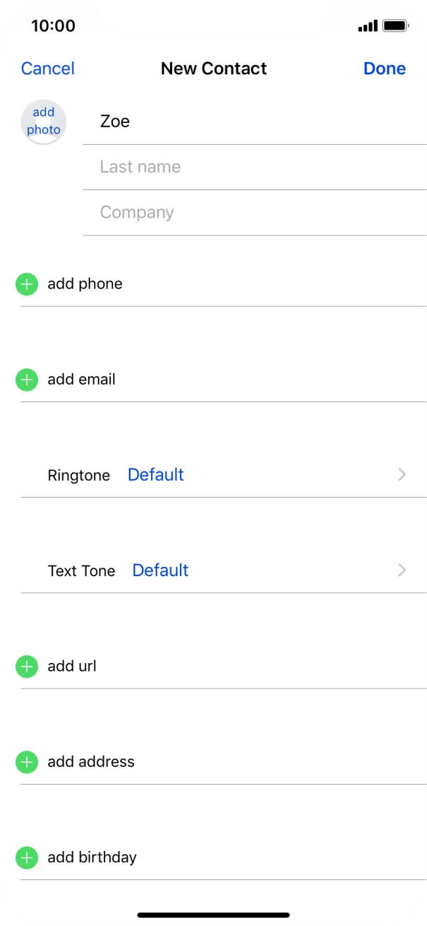 Press Last name and key in the last name.