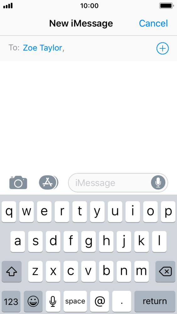 If the recipient can receive iMessages, iMessage is displayed in the text input field.