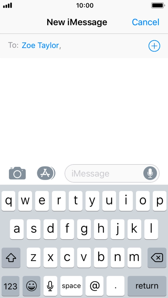 If the recipient can receive iMessages, iMessage is displayed in the text input field.