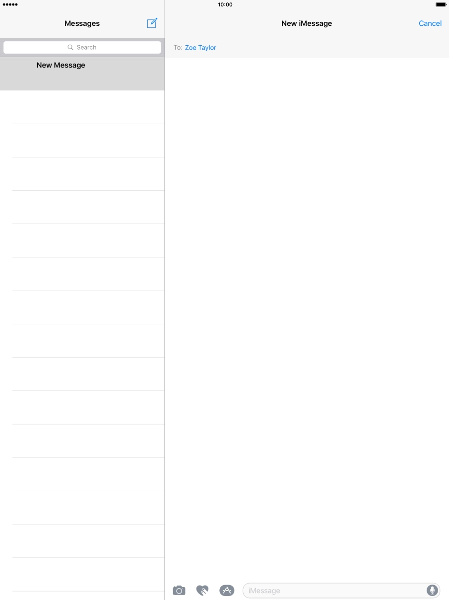Press the text input field and write the text for your iMessage.