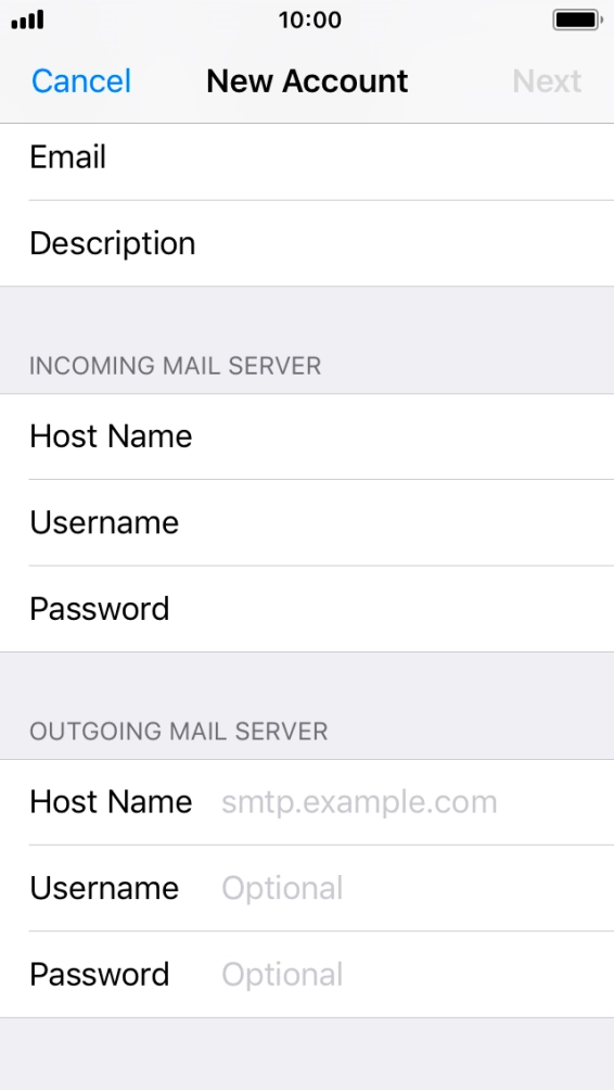 Press Host Name and key in smtp.telstra.com.