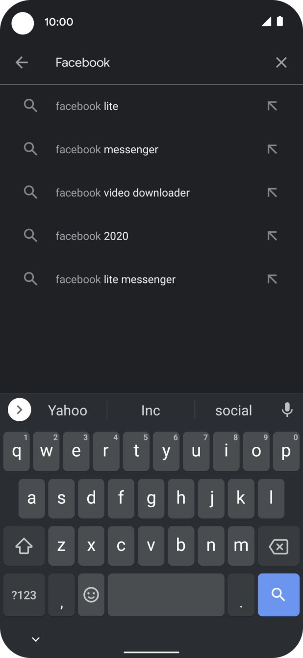 Key in Facebook and press the search icon. Key in Facebook and press the search icon.