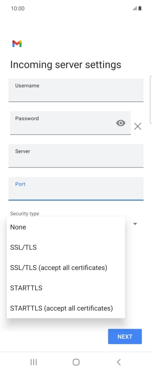Press SSL /TLS (accept all certificates). Press SSL /TLS (accept all certificates).