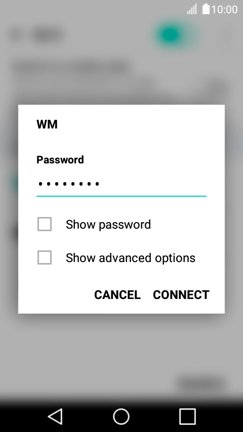 Key in the password for the Wi-Fi network and press CONNECT.