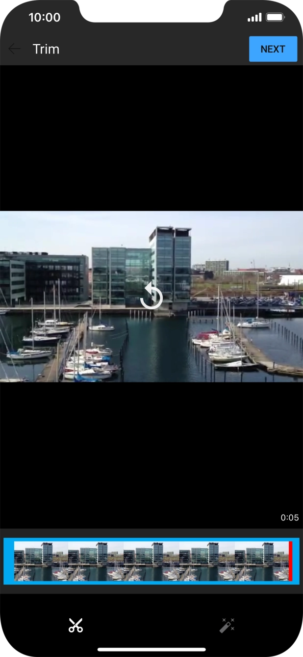 Follow the instructions on the screen to edit the video clip and press NEXT.