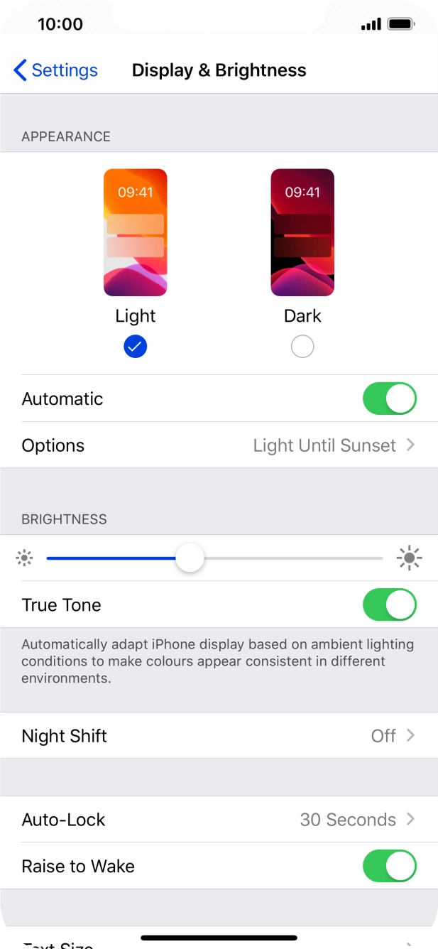 If you turn on the function, press Options and follow the instructions on the screen to select the required period of time for Dark Mode. If you turn on the function, press Options and follow the instructions on the screen to select the required period of time for Dark Mode.