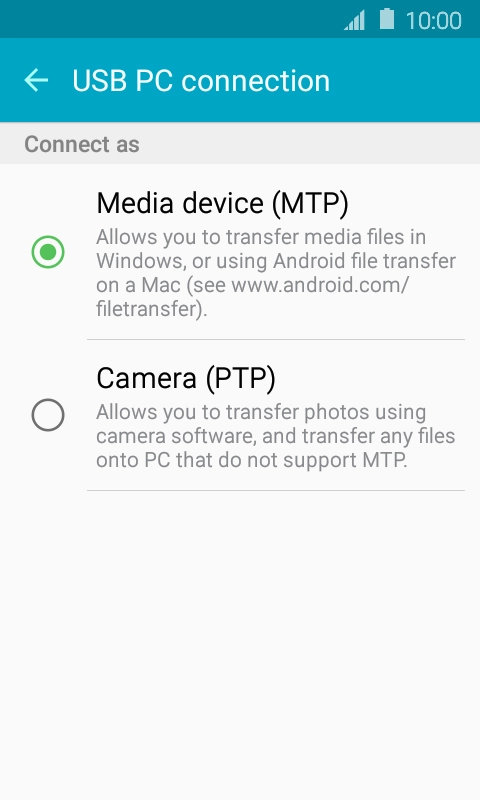 Press Media device (MTP) to turn on the function.